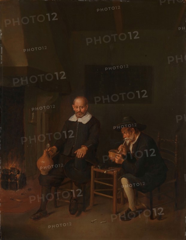 Interior with Two Men by the Fireside, 1664. Creator: Gerritsz Quiringh van Brekelenkam.