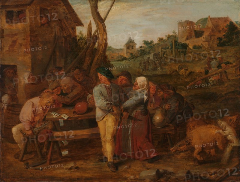 Card Fight outside a Country Tavern, c.1628-c.1630. Creator: Adriaen Brouwer.