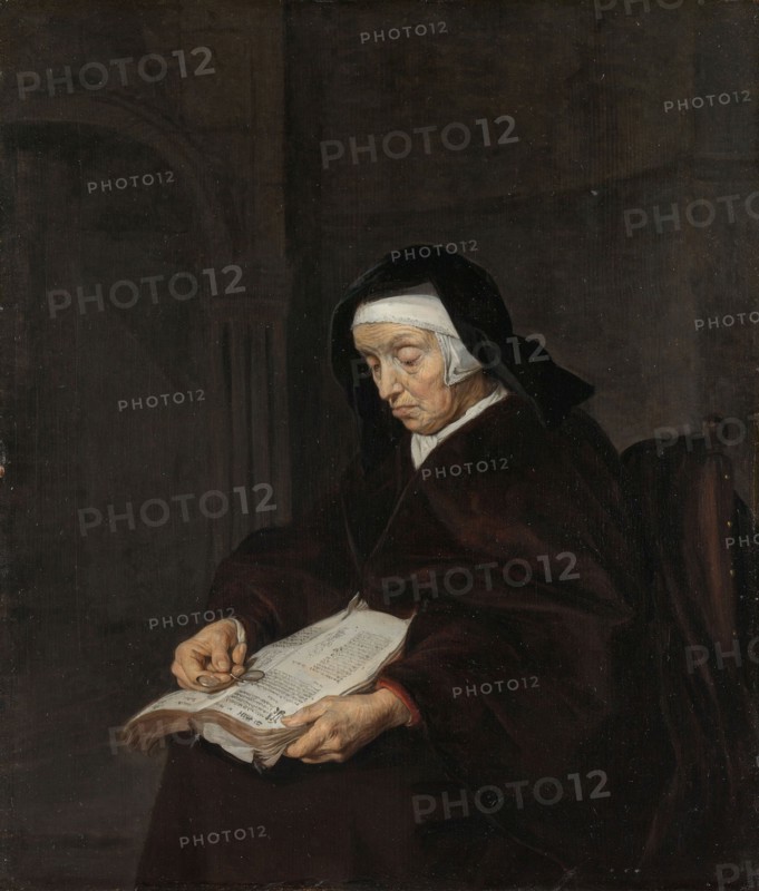 Old Woman Meditating, c.1661-c.1663. Creator: Gabriel Metsu.
