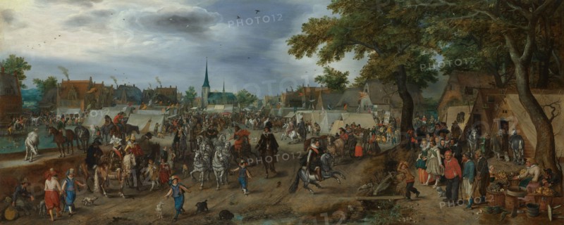 Princes Maurice and Frederick Henry at the Valkenburg Horse Fair, 1618. Creator: Adriaen van de Venne.