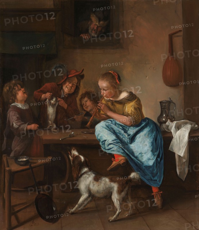 Children Teaching a Cat to Dance, Known as ‘The Dancing Lesson’, 1660-1679. Creator: Jan Steen.
