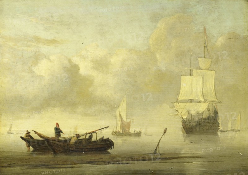 Ships near the Coast during a Calm, c.1650-c.1707. Creator: Willem van de Velde the Younger.