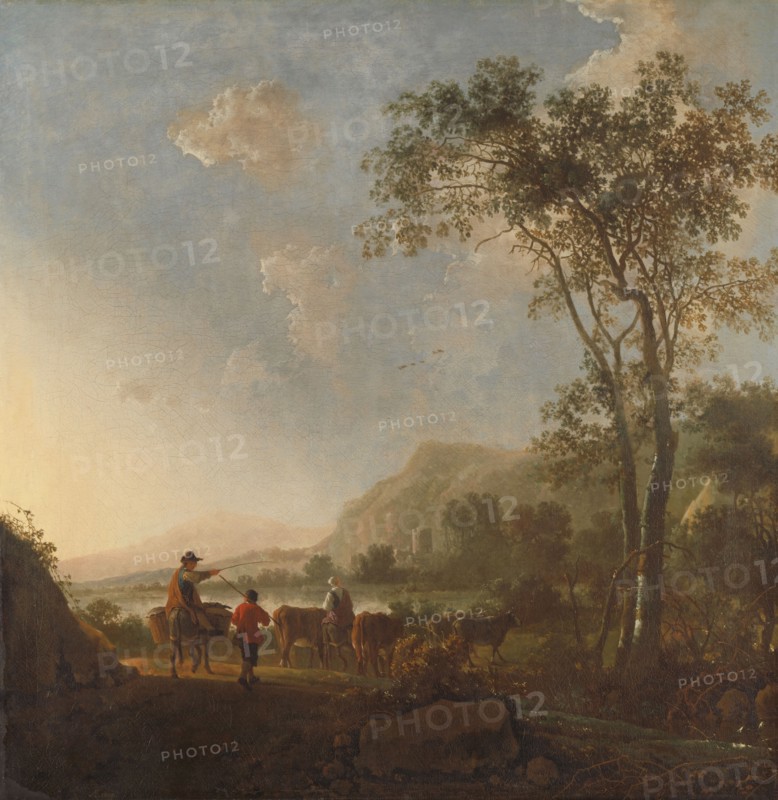 Landscape with Herdsmen and Cattle, c.1660-c.1795. Creator: Follower of Aelbert Cuyp.