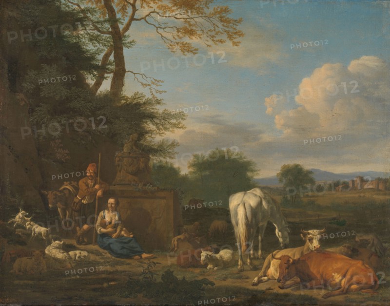 Arcadian Landscape with resting Shepherds and Animals, 1664. Creator: Adriaen van de Velde.