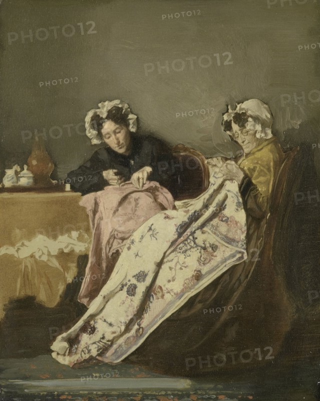Two Ladies at their Sewing, c.1860-c.1882. Creator: Alexander Hugo Bakker Korff.