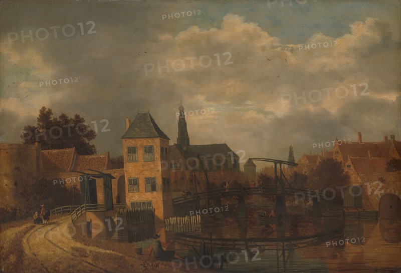 View of the Town of Haarlem, taken from the Spaarne River, showing the Eendjespoort, c.1650-c.1659. Creator: Balthasar van der Veen.