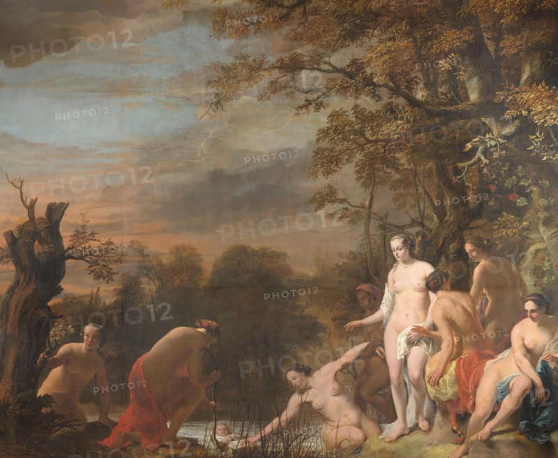Pharoah's Daughter Discovers Moses in the Rush Basket, 1660-1663. Creator: Ferdinand Bol.