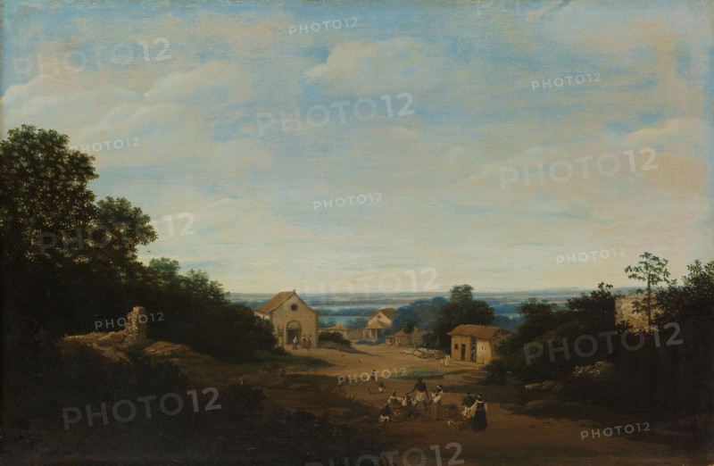 Brazilian landscape with the village of Igaraçú. To the left the church of Sts Cosmas and Damian, 16 Creator: Frans Post.
