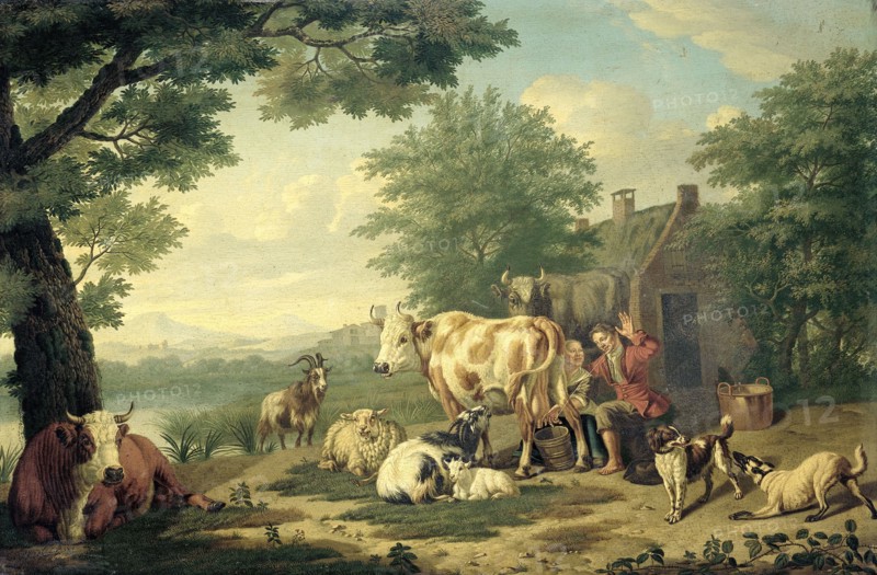 Milking Time, 1710-1763. Creator: Jan van Gool.