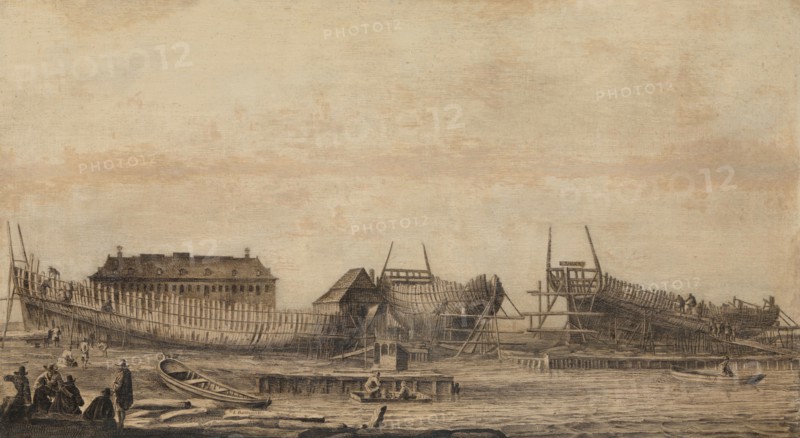 The Shipyard of the Amsterdam Admiralty, 1655-1660. Creator: Ludolf Bakhuizen.