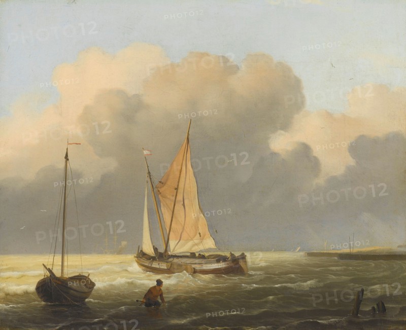 Seas off the Coast, with Spritsail Barge, 1697. Creator: Ludolf Bakhuizen.