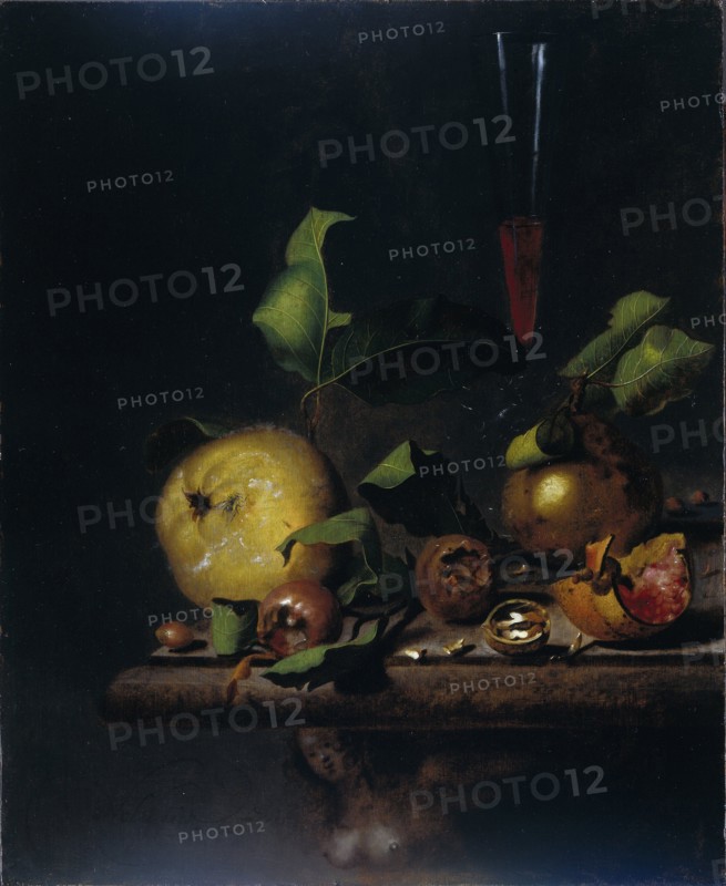 Still Life with Quinces, Medlars and a Glass, 1669-1719. Creator: Martinus Nellius.