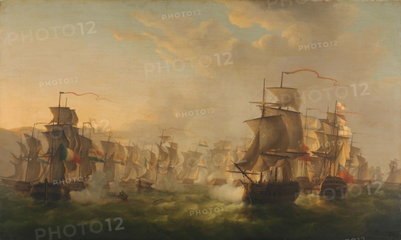 Clash of the Dutch and British Fleets during the Passage of the Dutch Flotilla to Boulogne (1804), 1 Creator: Martinus Schouman.