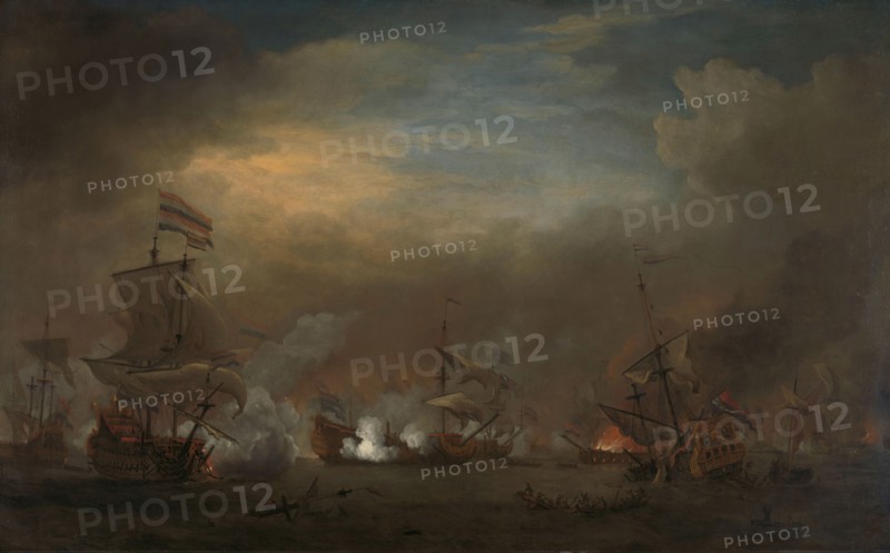 Encounter during the Battle of Kijkduin, c.1675. Creator: Willem van de Velde the Younger.