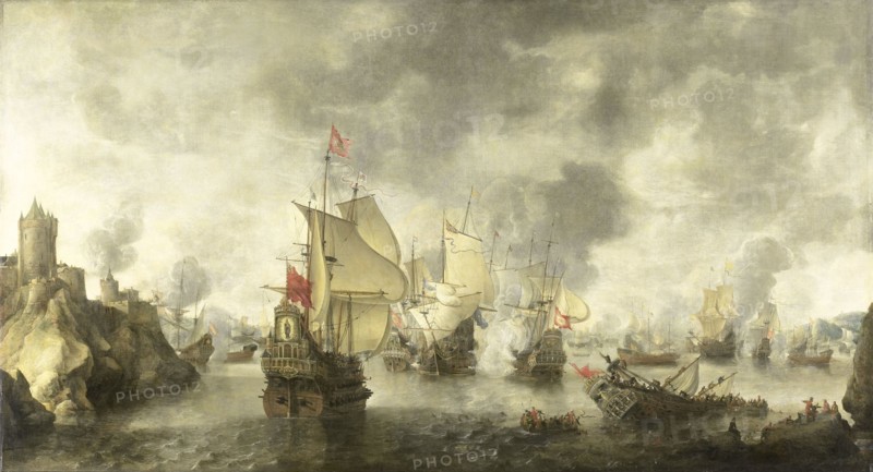 Battle of the Combined Venetian and Dutch Fleets against the Turks in the Bay of Foya, 1649, 1656. Creator: Abraham Beerstraten.