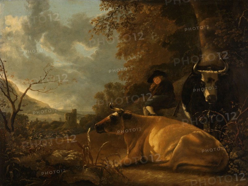 Landscape with Cows and a Young Herdsman, c.1675-c.1725. Creator: Unknown.