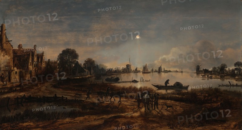 River View by Moonlight, c.1650-c.1655. Creator: Aert van der Neer.