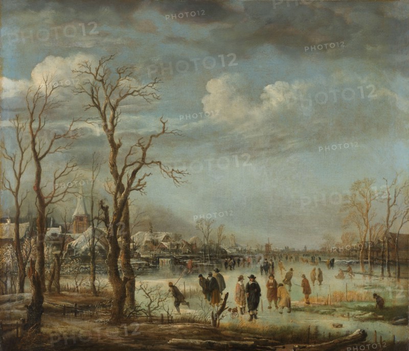 Winter Landscape near a Town with Bare Trees, c.1650-c.1655. Creator: Aert van der Neer.