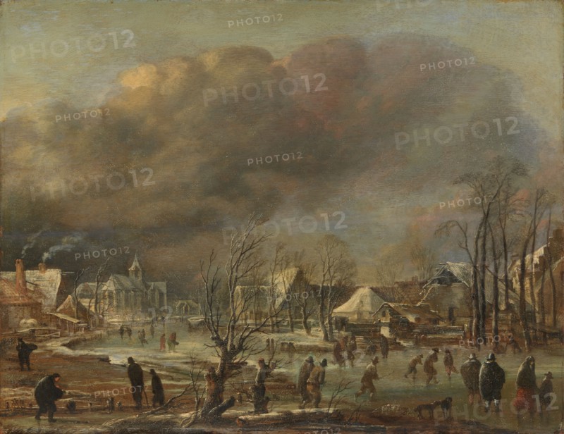 Winter Landscape with Church and Farmhouses, c.1775. Creator: Unknown.