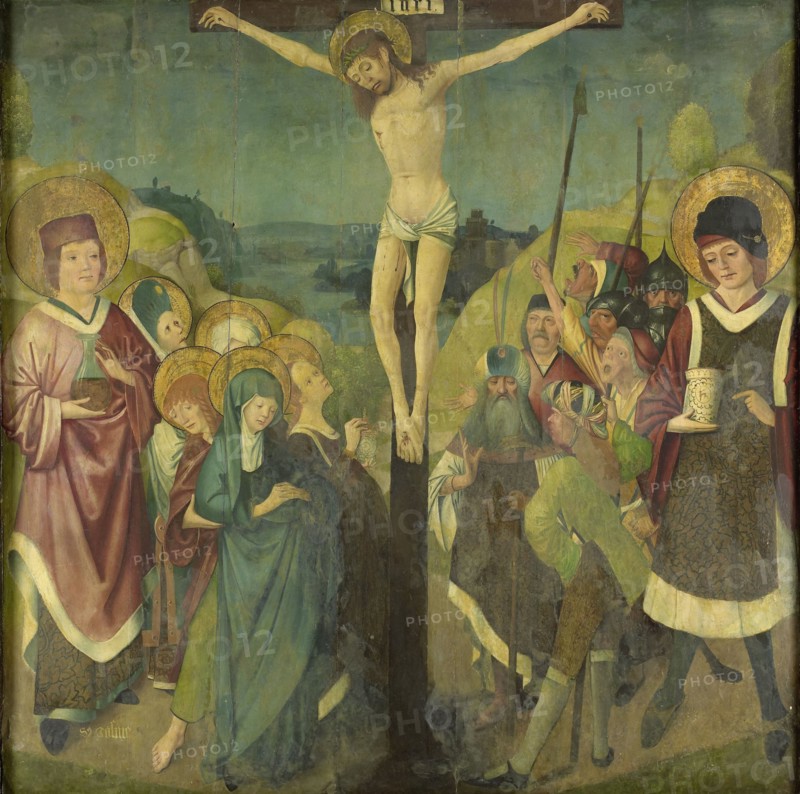Crucifixion with Saints Cosmas and Damian, 1425-1449. Creator: Anon.