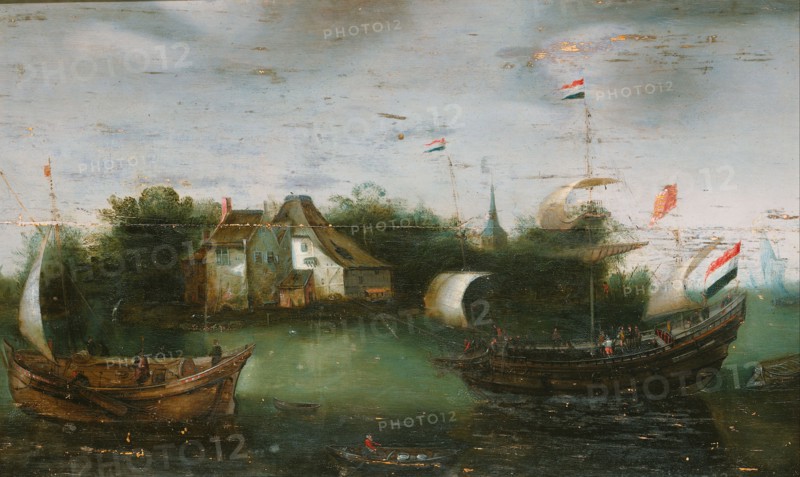 A Sea-going Vessel Sailing into an Inland Waterway, c.1614-c.1630. Creator: Anon.