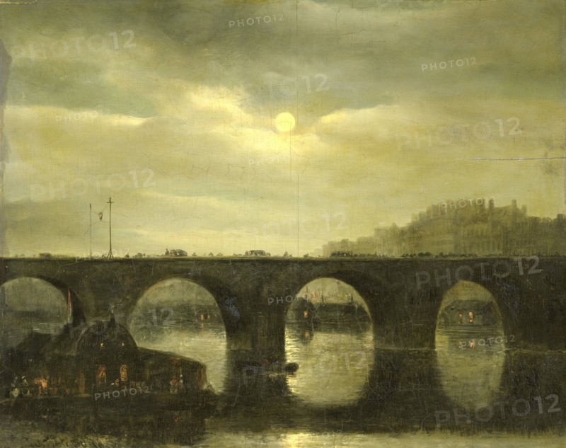 One of the Bridges over the Seine, Paris, in the Moonlight, 1835. Creator: Antonie Waldorp.