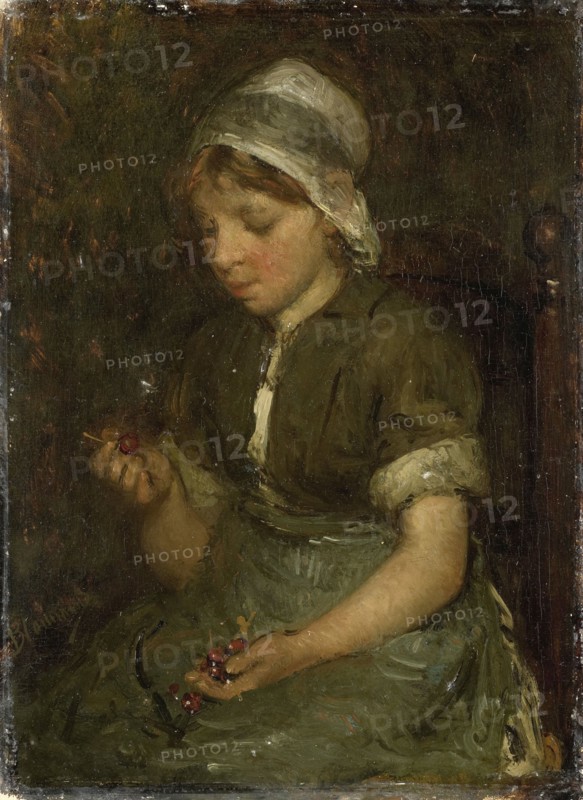 Girl with Cherries, c.1860-c.1914. Creator: Bernardus Johannes Blommers.