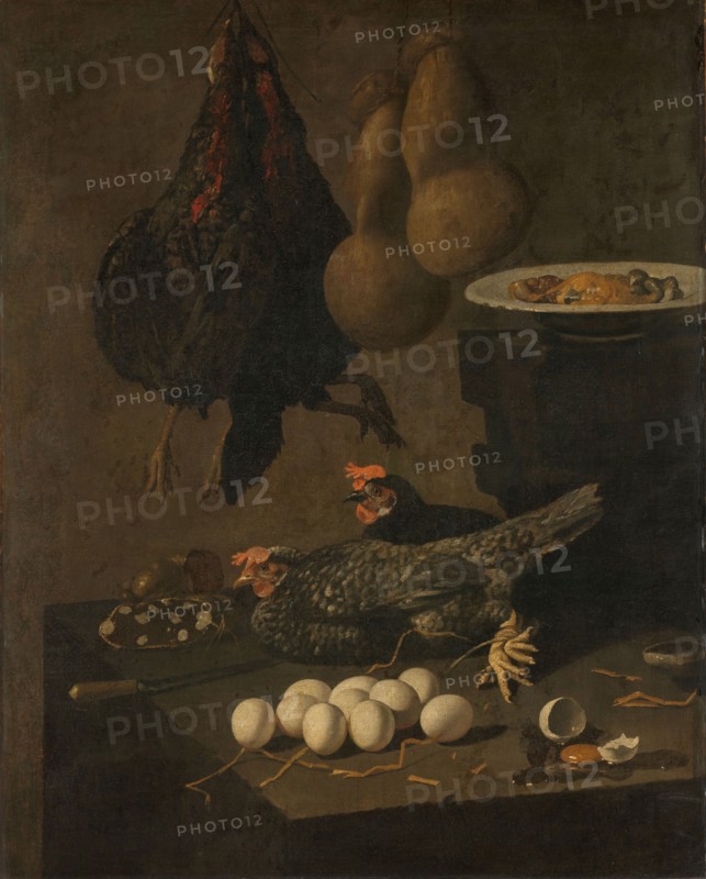 Still Life with Chickens and Eggs, 1640-1660. Creator: Giovanni Battista Recco.