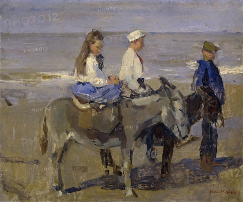Boy and Girl on Donkeys, 1896-1901. Creator: Isaac Lazerus Israels.