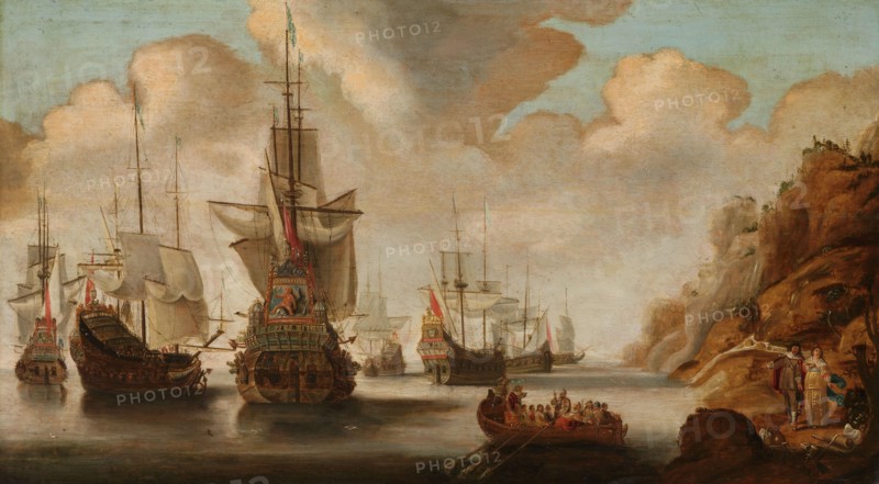 A French Squadron near a Rocky Coast, 1640-1676. Creator: Jacob Bellevois.