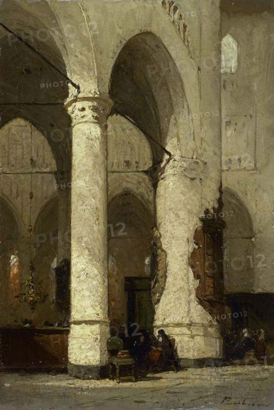 Interior of the 'Hooglandse' Church, Leiden, c.1840-c.1891. Creator: Johannes Bosboom.