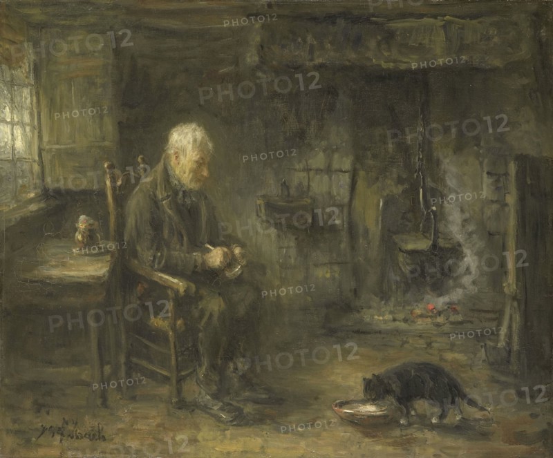 Interior of a Peasant Hut, c.1882. Creator: Jozef Israels.