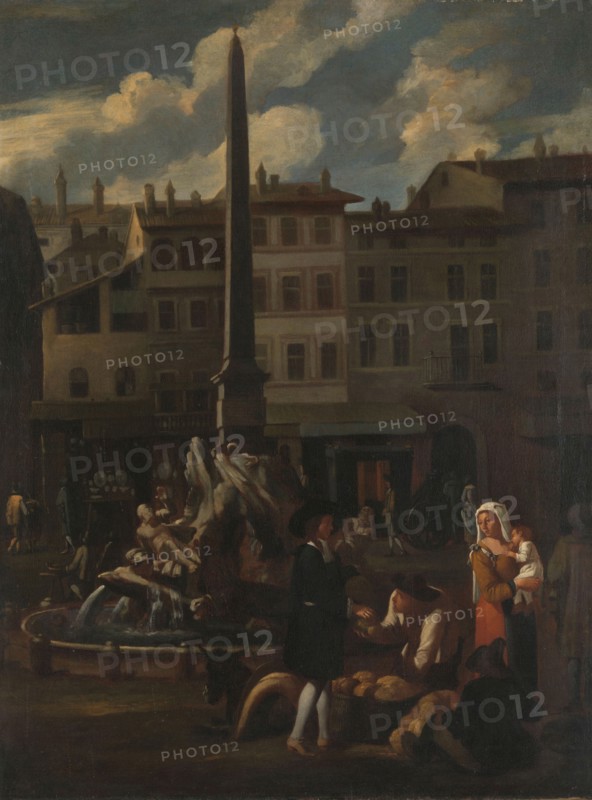 Market Scene in Rome, Piazza Navonna, 1650-1680. Creator: Unknown.