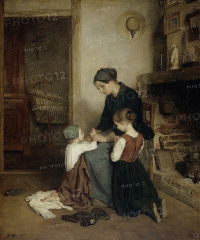 The Evening Prayer, 1857. Creator: Pierre Edouard Frere.