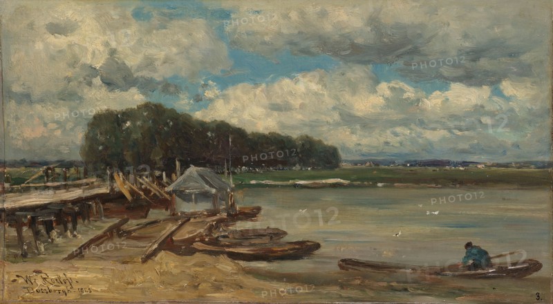 The bridge over the IJssel near Doesburg, 1889.  Creator: Willem Roelofs.