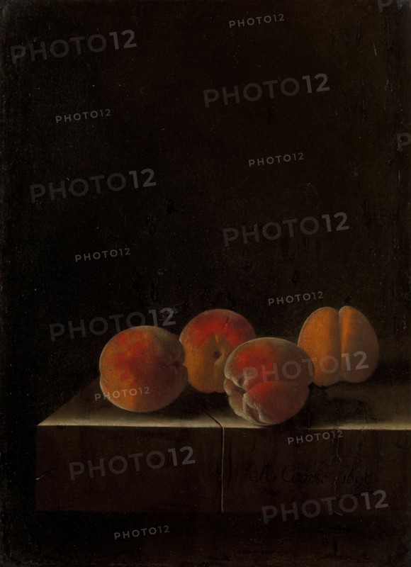 Four Apricots on a Stone Plinth, 1698. Creator: Adriaen Coorte.
