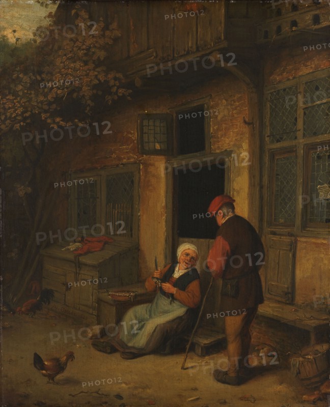 A Woman gutting Herrings in front of her House, 1678. Creator: Unknown.