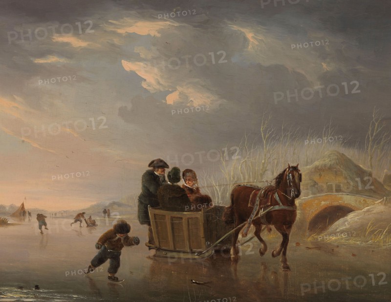 Winter Scene (Horse-Sleigh on the Ice), 1790-1814. Creator: Andries Vermeulen.