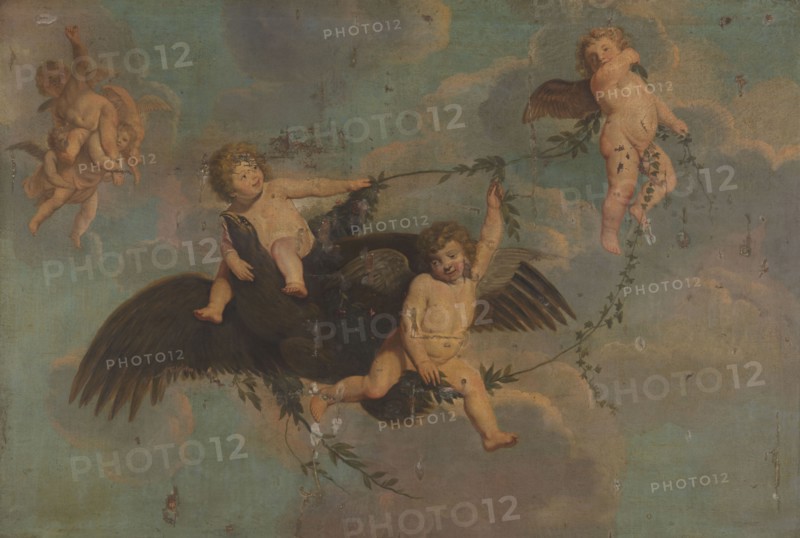 Putti with an Eagle on Clouds, c.1650. Creator: Anon.