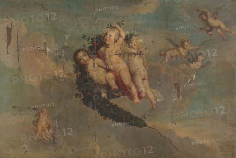 Putti with a Festoon, c.1650. Creator: Anon.