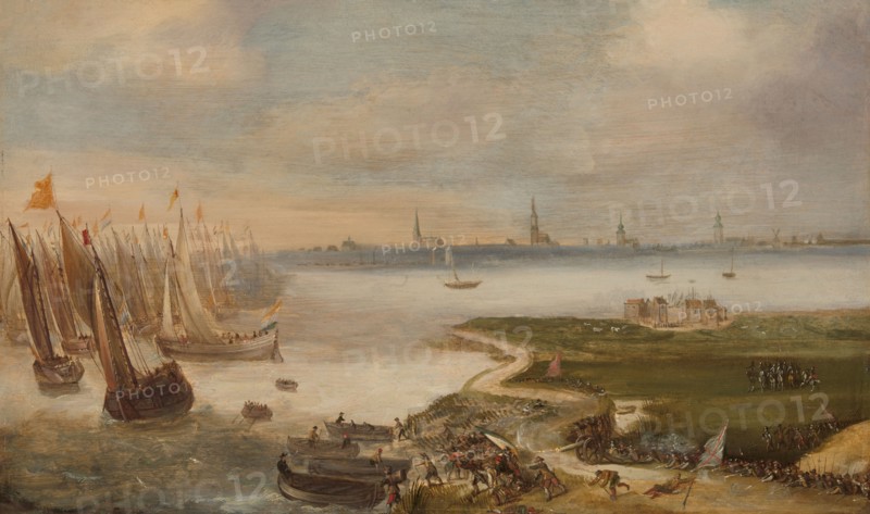 The Dutch Defeat at the Blokkersdijk, near Antwerp, 1605, c.1610-c.1615. Creator: Anon.