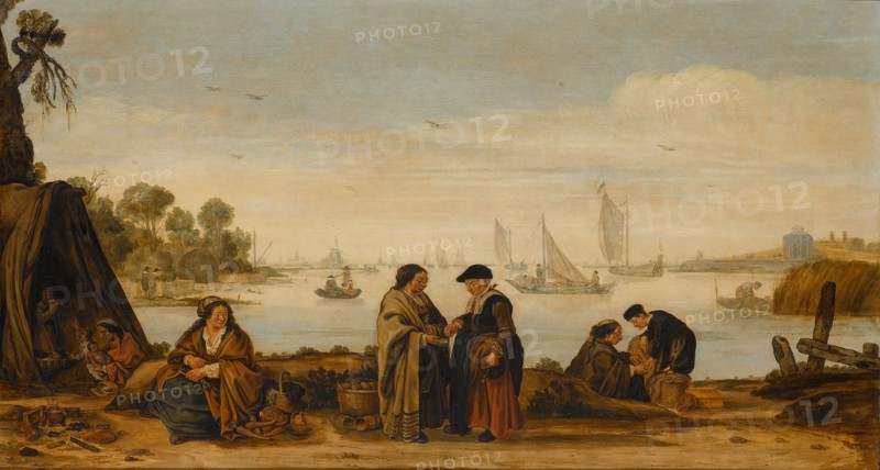 River landscape with Women Fortune-Telling, c.1625-c.1630. Creator: Arent Arentsz.