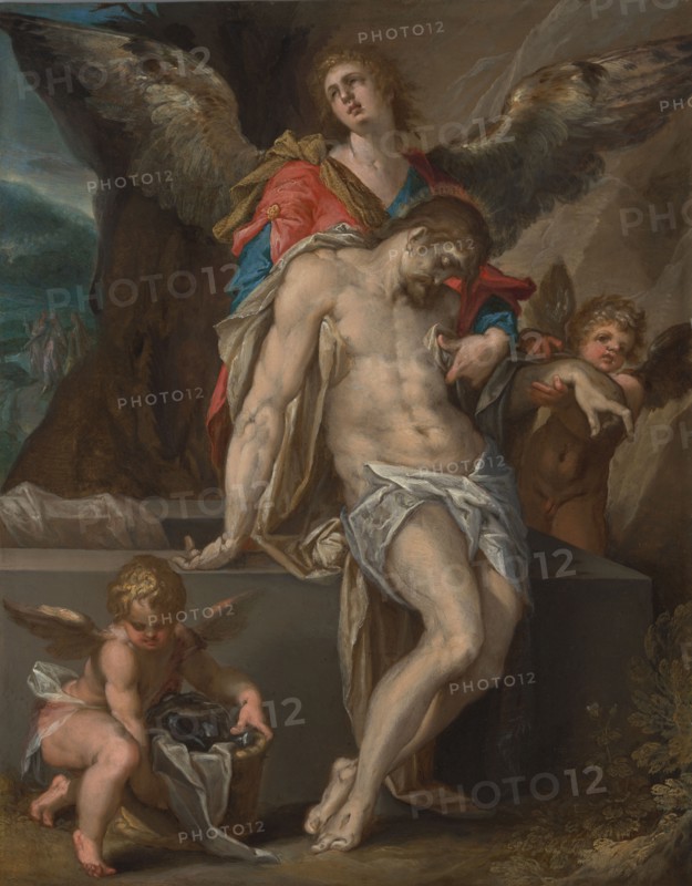 Angels carry the body of Christ - Pietà, c.1587.  Creator: Bartholomeus Spranger.