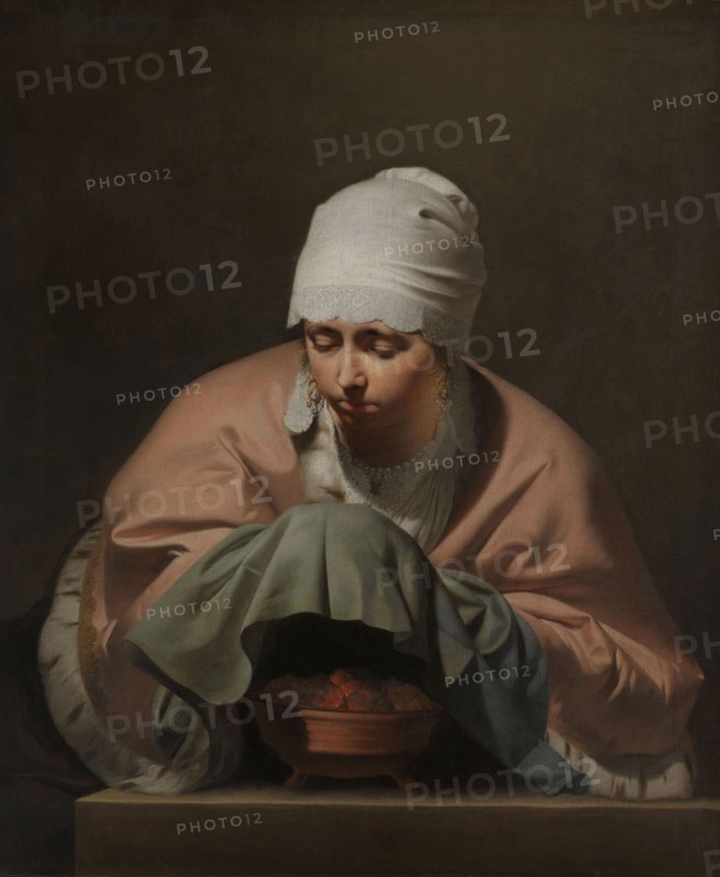 A Young Woman Warming her Hands over a Brazier: Allegory of Winter, c.1644-c.1648. Creator: Caesar Boëtius van Everdingen.