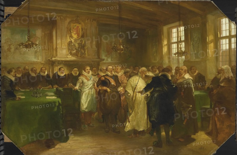 Prince Maurits Receiving a Russian Delegation in 1614, 1874. Creator: Charles Rochussen.