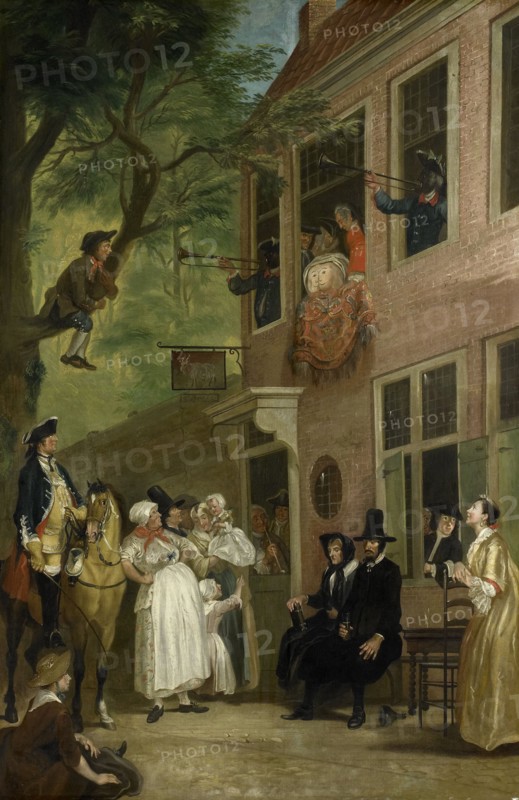 Misled: The Ambassador of the Rascals Exposes himself from the Window of 't Bokki Tavern in the Haar Creator: Cornelis Troost.