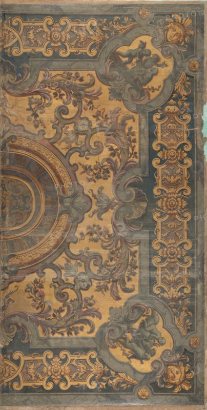 Ornamental ceiling painting with representations of putti in the corners, 1695-1755.  Creator: Elias van Nijmegen.