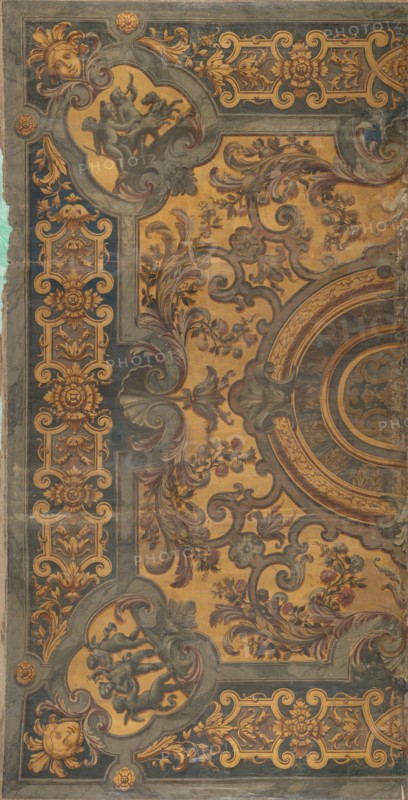 Ornamental ceiling painting with representations of putti in the corners, 1695-1755.  Creator: Elias van Nijmegen.