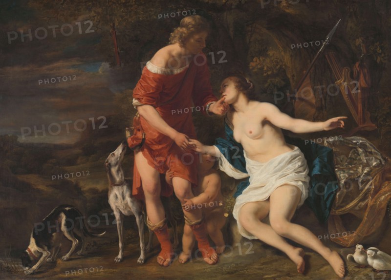 Venus and Adonis, c.1658. Creator: Ferdinand Bol.
