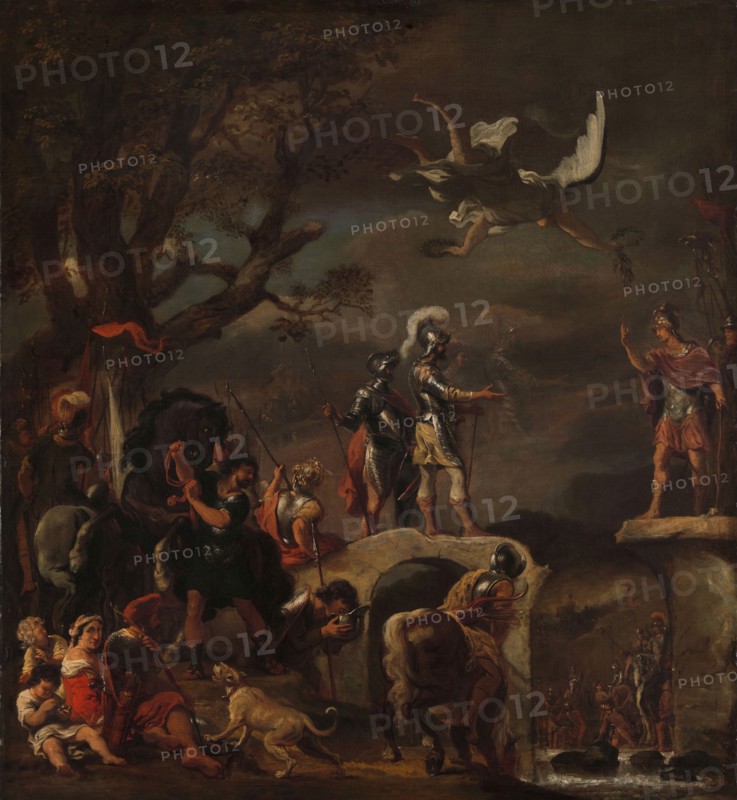 The Peace Negotiations between Claudius Civilis and Quintus Petillius Cerealis on the Demolished Bri Creator: Ferdinand Bol.